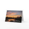 Sunset and Boat Happy Birthday Greeting Card