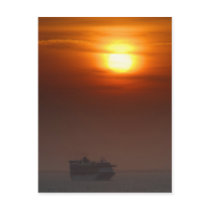 Sunset and cruise ship postcards