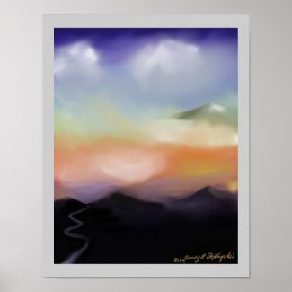 sunset and hills print