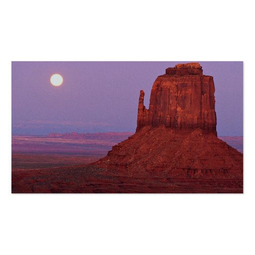 Sunset and moonrise at Mitten Butte, Monument Vall Business Card Templates (back side)