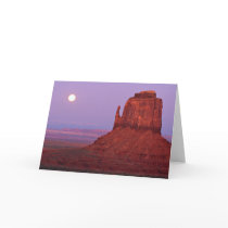 Sunset and moonrise at Mitten Butte, Monument Vall Greeting Card