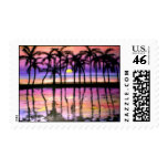 Sunset and Palm Trees Postage Stamps