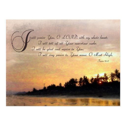 Sunset and Psalms / Tropical Beach Setting Postcard