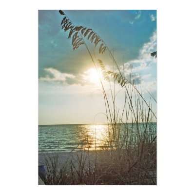 Sunset and sea oats print by cherylarogers