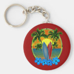 Sunset And Surfboards Key Chain