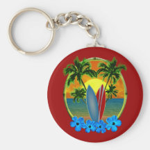 Sunset And Surfboards Key Chain