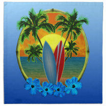 Sunset And Surfboards Printed Napkin