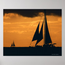 Sunset and Yacht 2 Print
