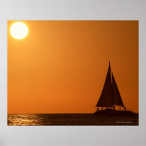 Sunset and Yacht Print