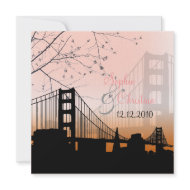 Sunset at Golden gate/wedding invitations invitation