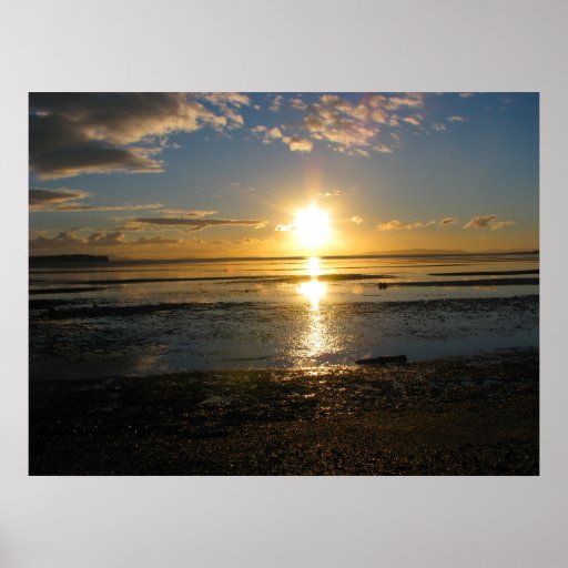 Sunset At Low Tide Posters
