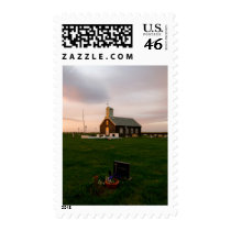 Sunset at Njardvik church postage