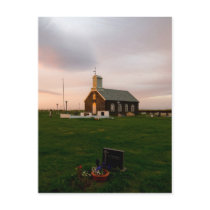 Sunset at Njardvik church postcards