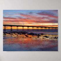 Sunset At Ocean Beach Print