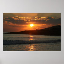 Sunset at Praia Da Luz Beach, Algarve, Portugal Print