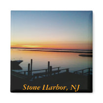 Sunset at the Shore Square Magnet