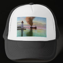 Sunset at Upper Light, Sault Ste. Marie, MI 1909 hats