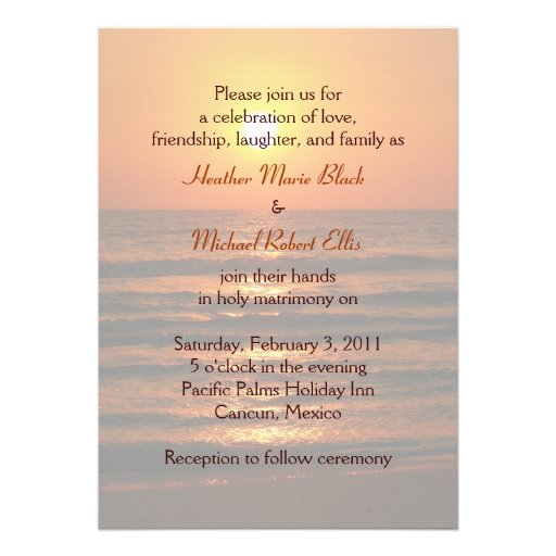 Sunset Beach Destination Wedding Invitation