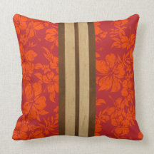 Sunset Beach Hawaiian Surfboard Square Pillows