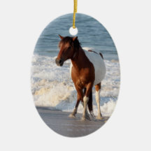 Sunset Beach Horse Christmas Tree Ornaments