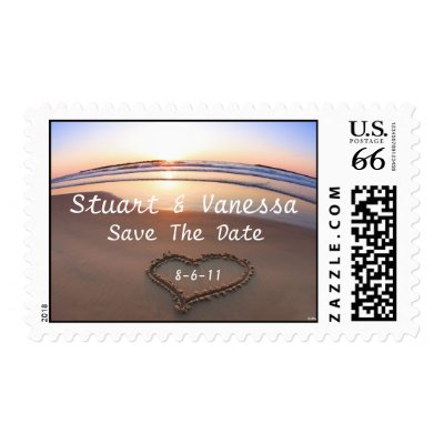 Sunset Beach Save The Date Wedding Postage