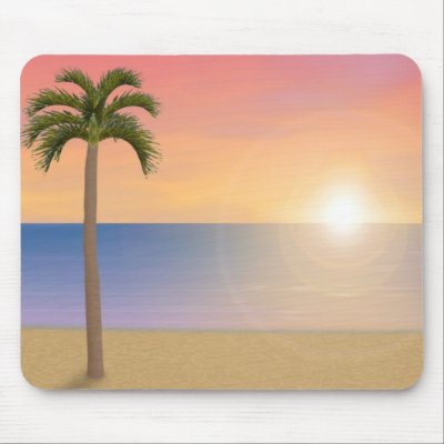 sunset beach background. Sunset Beach Scene: Mousepad