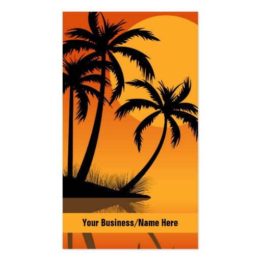 Sunset Beach Tropical Palm Trees Business Card (front side)