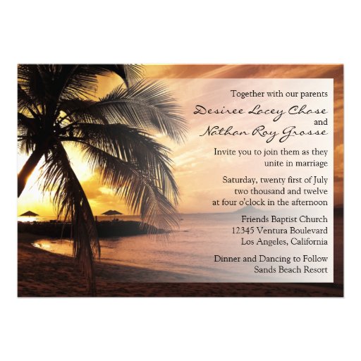 Sunset Beach Wedding Invitation