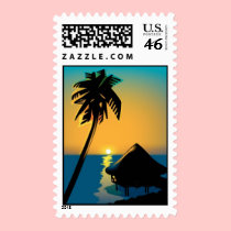 Sunset Beach Wedding Invitation postage by White_Wedding Sunset Beach Wedding Invitation postage