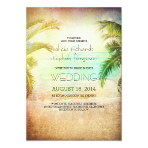 Sunset beach wedding invitations 5