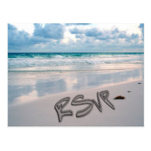 Sunset Beach Wedding RSVP Post Card