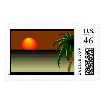 Sunset Beach Wedding Stamps