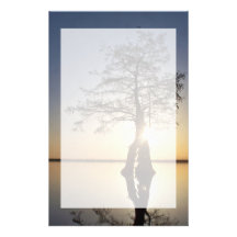 Sunset Behind a Tree Stationery Design