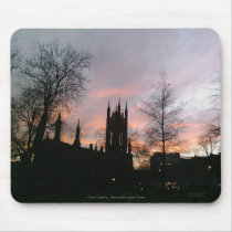 Sunset Behind Chuch and Tree Silhouettes Mousemat mousepads