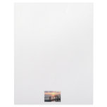 Sunset behind dock in Florida with little girl letterhead