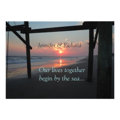 Sunset Beneath the Pier Beach Wedding Invitations