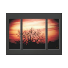 Sunset Birch Triptych Wrapped Canvas Print