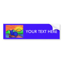 Sunset Blue Cat Bumper Sticker