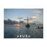 Sunset & Boat in Aruba Post Card