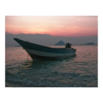 Sunset boat in Malaysia posters