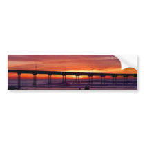 Sunset Bridge Over the Ocean Bumpersticker by MistaSCARY Sunset Bridge Over the Ocean Bumpersticker
