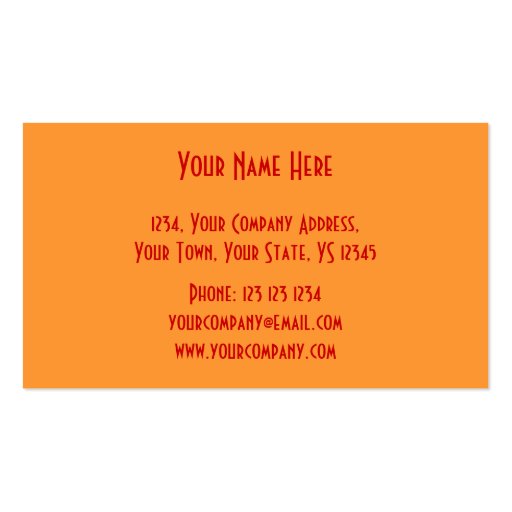 Sunset business card template orange back (back side)