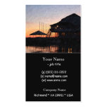 sunset by the lake waterfront with deck buildings business cards