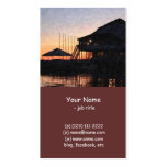 sunset by the lake waterfront with deck buildings business cards
