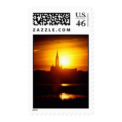Sunset Church Postage Stamps by cmiper