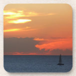 Sunset Clouds and Sailboat Cork Coaster