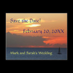 Sunset Clouds and Sailboat Save the Date Postcard