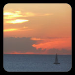 Sunset Clouds and Sailboat Square Sticker