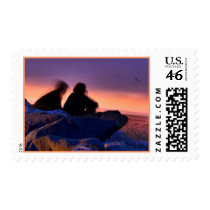 Sunset couple postage