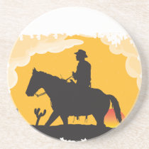 Sunset Cowboy Drink Coaster